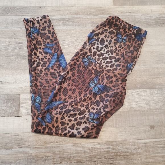 Fashion Nova 1x sheer leopard print butterfly mesh pants - Picture 2 of 7